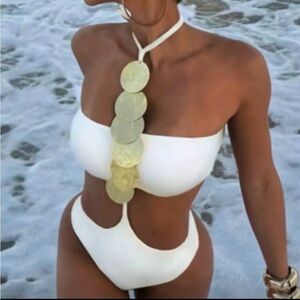 Elegant White One-Piece Swimsuit